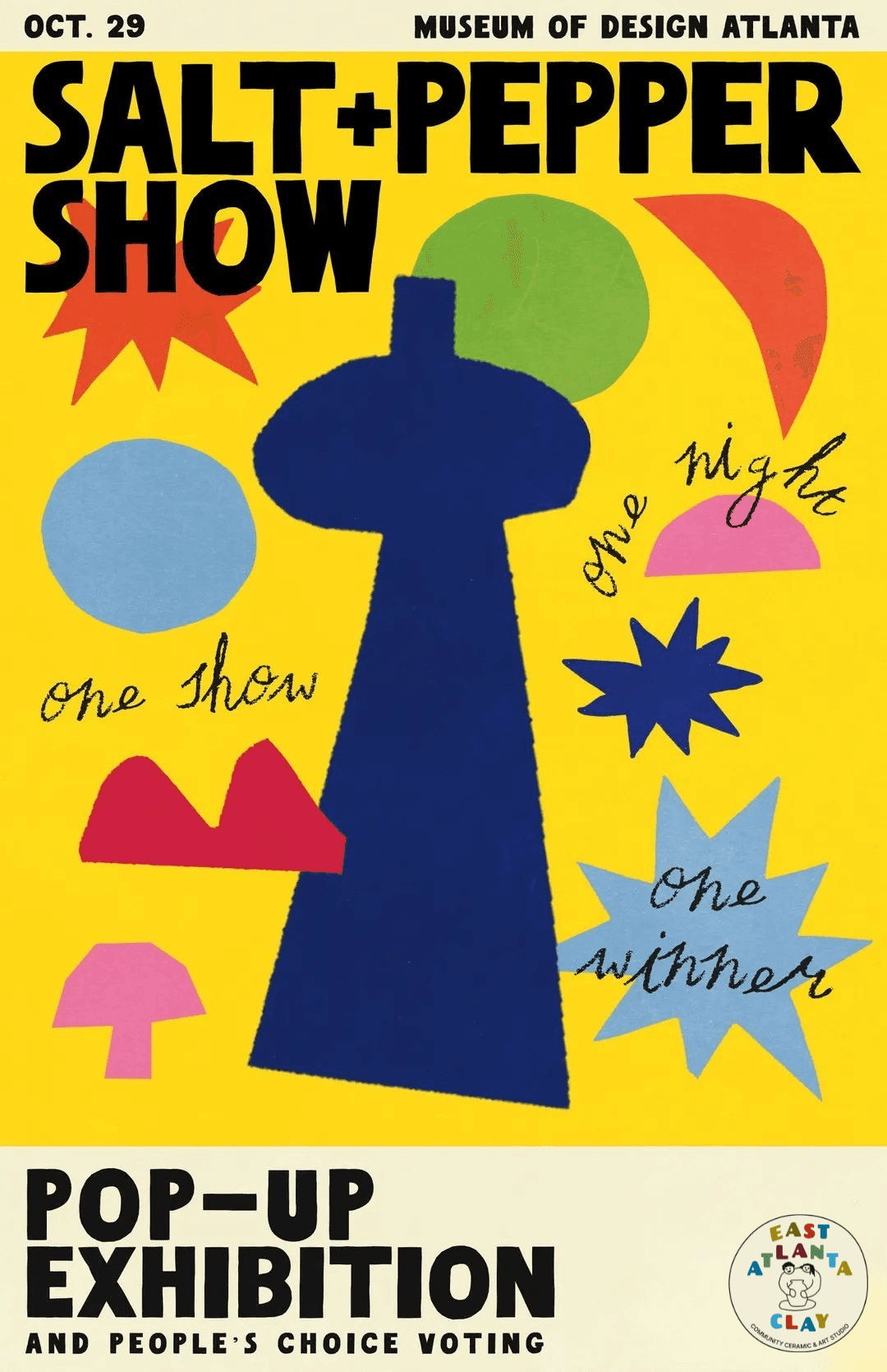 Salt + Pepper Show poster for the October 29 pop-up exhibition at MODA